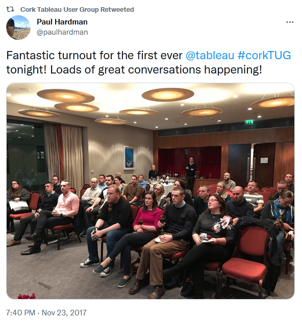 Attendees at a Tableau User Group meeting